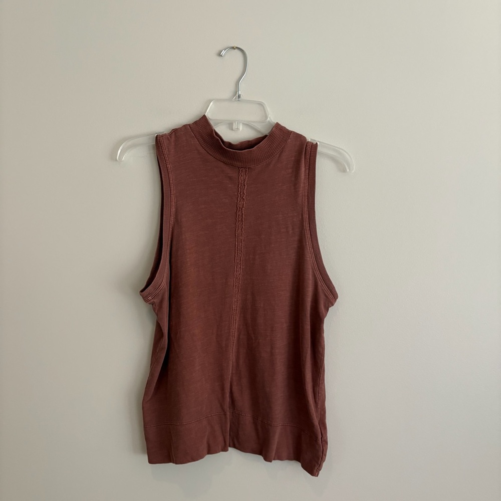 Anthropologie Sleeveless Brown Mock Neck Top Size S
